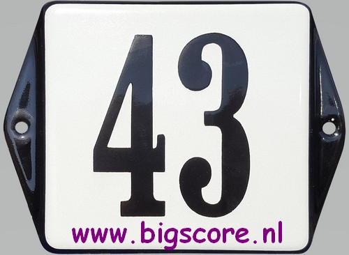 EM001 Emaille huisnummerbord met oor
